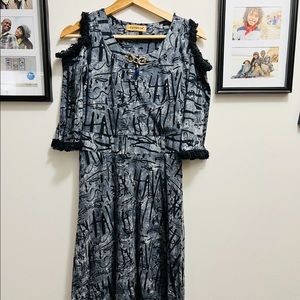 Blue/Black combination Midi Dress